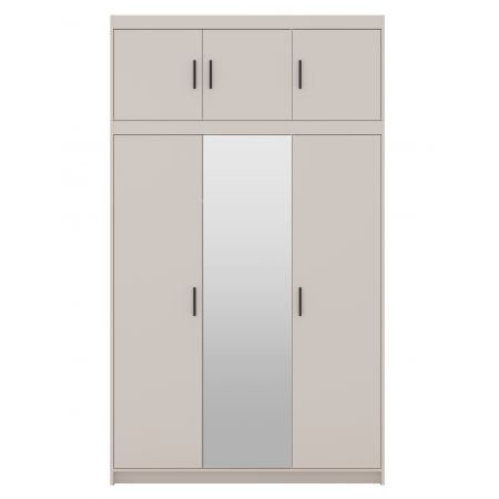 Szafa z nadstawką trzydrzwiowa z lustrem 133 cm TRINO beż piaskowy